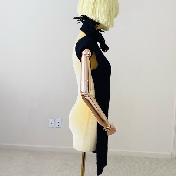 Valentino Spa Black Wool Frayed High Neck Backles Sweater SZ M - Picture 3 of 8